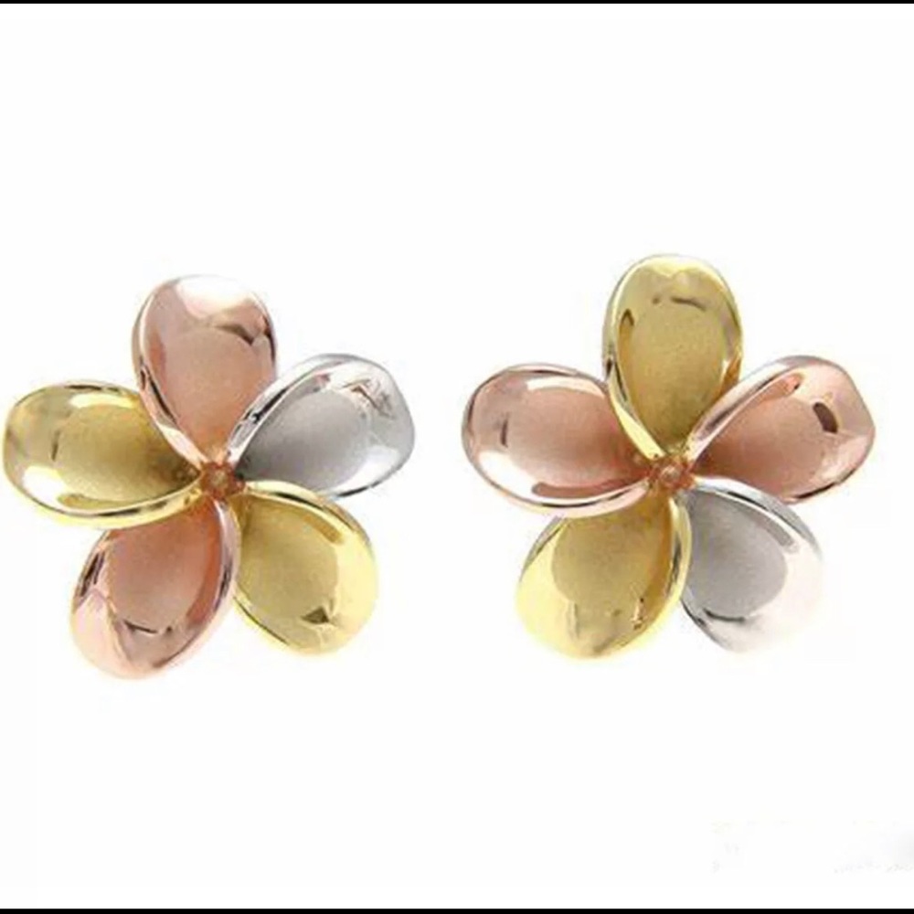 Hawaiian Plumeria Sterling Silver Earrings